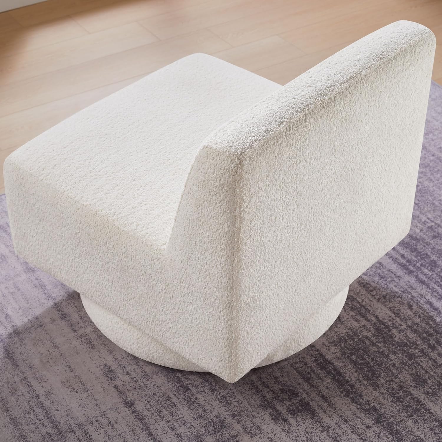 Silla giratoria de 360 grados, cómoda silla de sofá de lectura perezosa de tamaño grande, adecuada para sala de estar y dormitorio, color blanco
