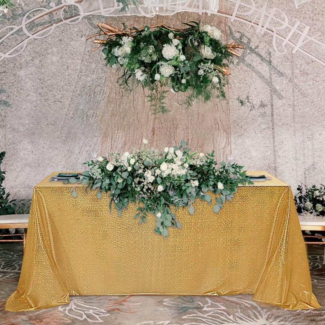 Fitable – Mantel de lentejuelas doradas para fiestas, de 52 x 70pulgadas, mantel rectangular brillante, para boda, baby shower, ceremonia, mesa de