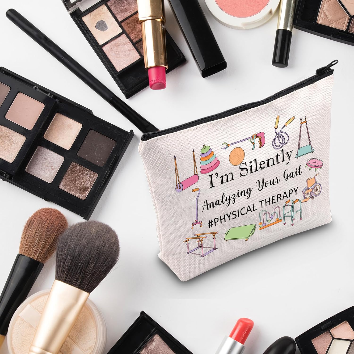 G2TUP Regalo de terapia física I’m Silently Analyzing Your Gait Makeup Bag Physical Therapist Cosmetic Bag Physical Therapy Graduation Gift, Estoy