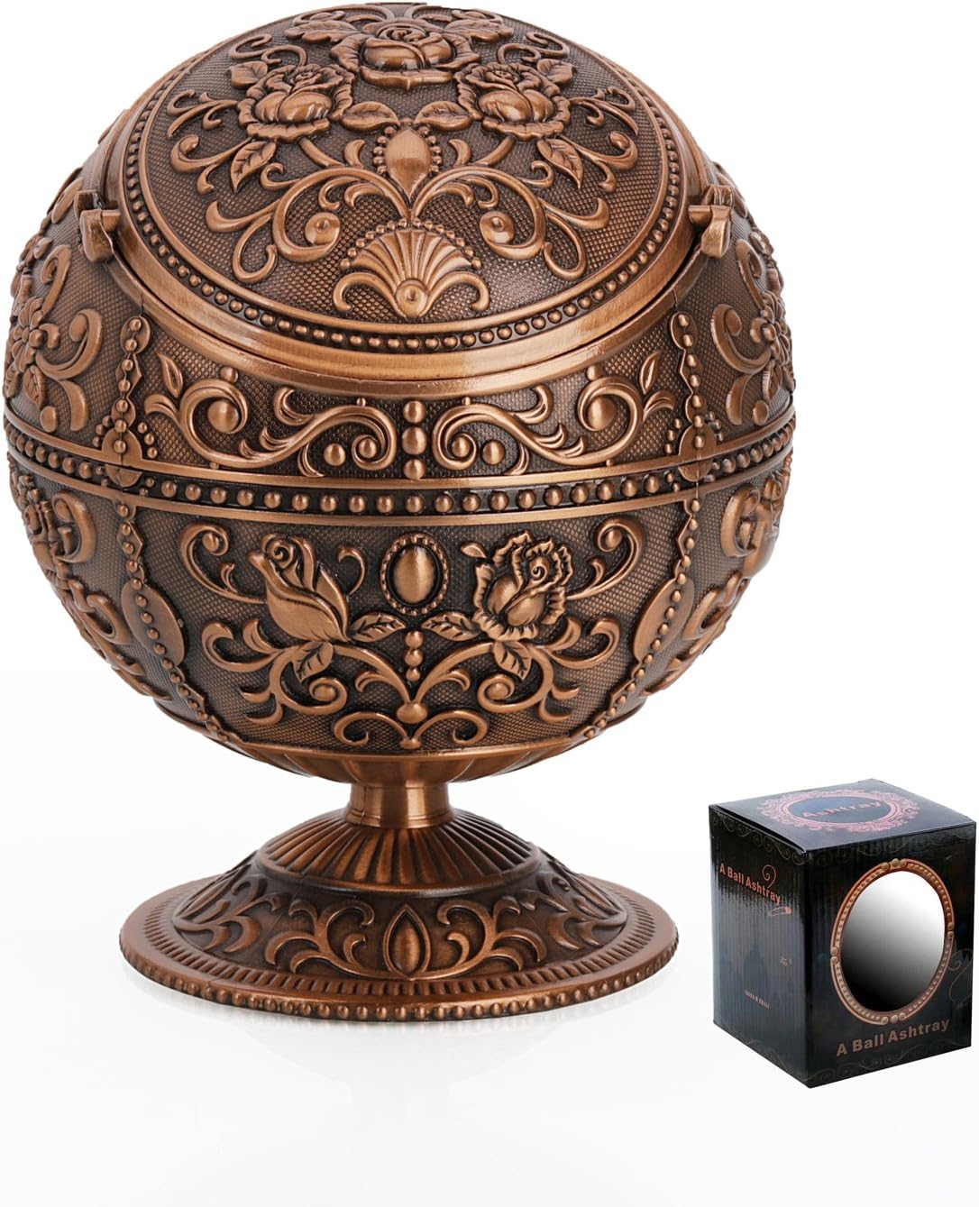 Cenicero vintage resistente al viento con tapa, cenicero portátil de cigarrillos para interiores y exteriores, cenicero de metal, bandeja de cenizas