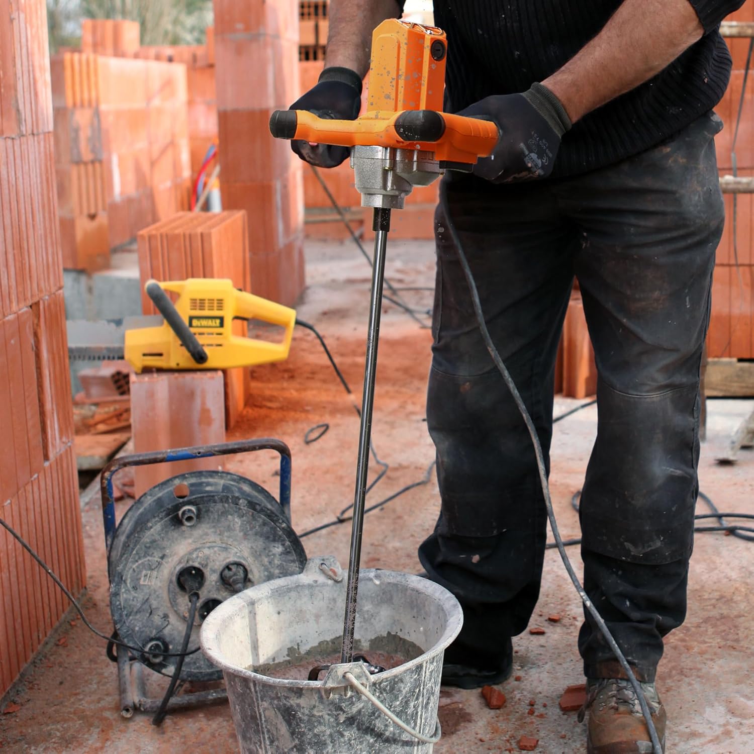 Mezclador de cemento eléctrico de mano, taladro mezclador de pintura de hormigón de 2600 W, mezcladores de lodo portátiles para mezclar yeso de