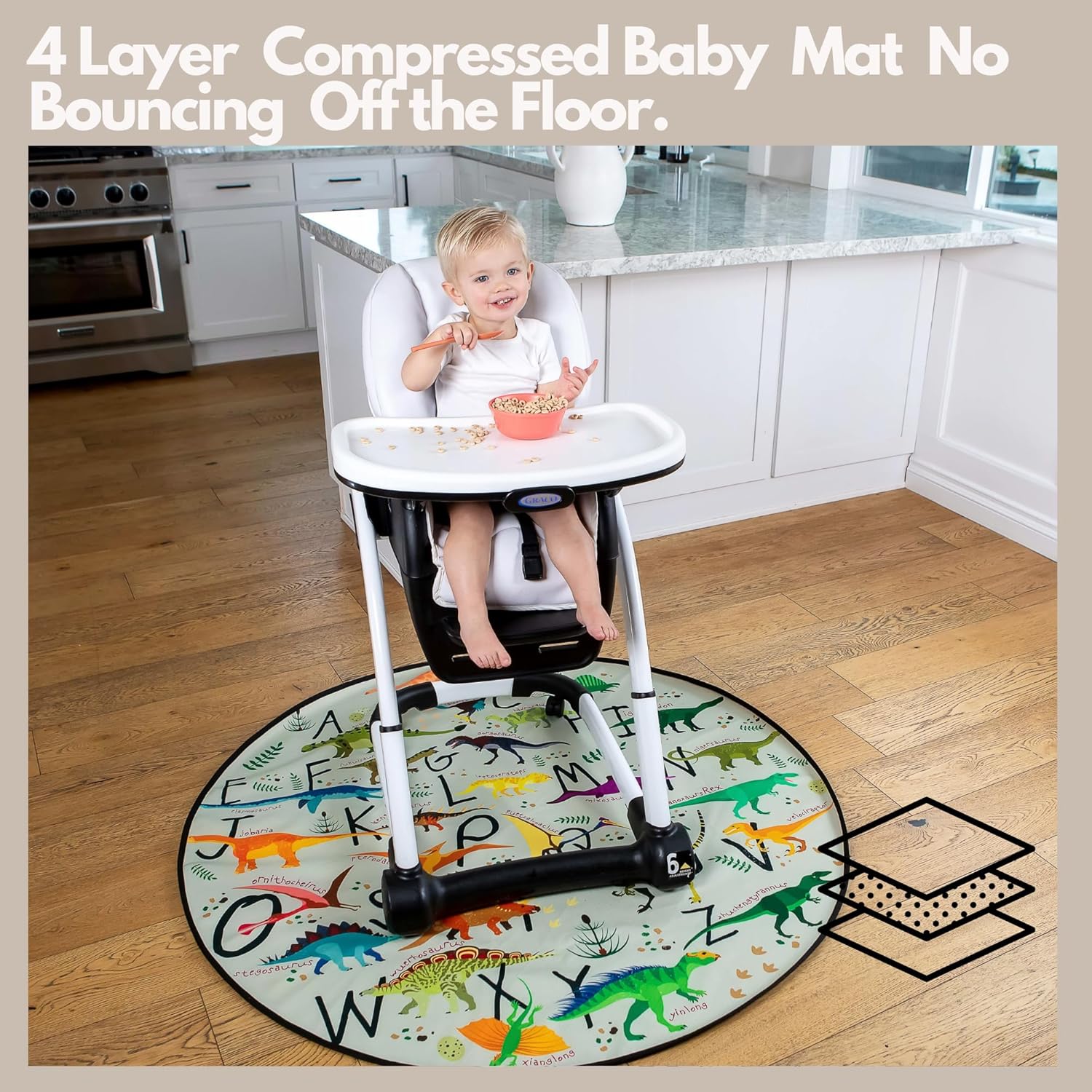 BABYBOET Alfombrilla antisalpicaduras para bebé, tapete para debajo de la silla alta que protege la madera, el vinilo y la alfombra de derrames,