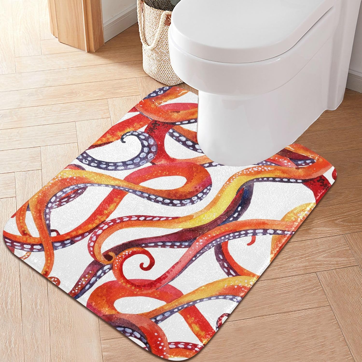 Tapete de baño de tentáculos de pulpo, tapete de ducha de baño, antideslizante, rectangular, para bañera, ducha, baño, 16 x 24 pulgadas