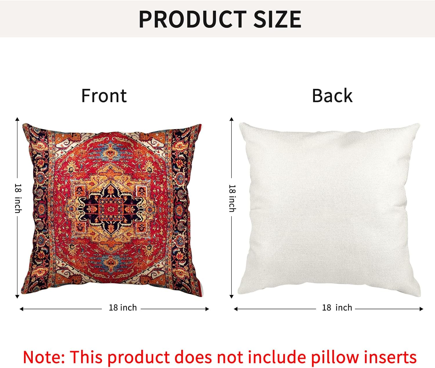 Knagsfa Funda de almohada bohemia de 18 x 18 pulgadas, funda de almohada persa vintage, funda de almohada decorativa étnica para el hogar,