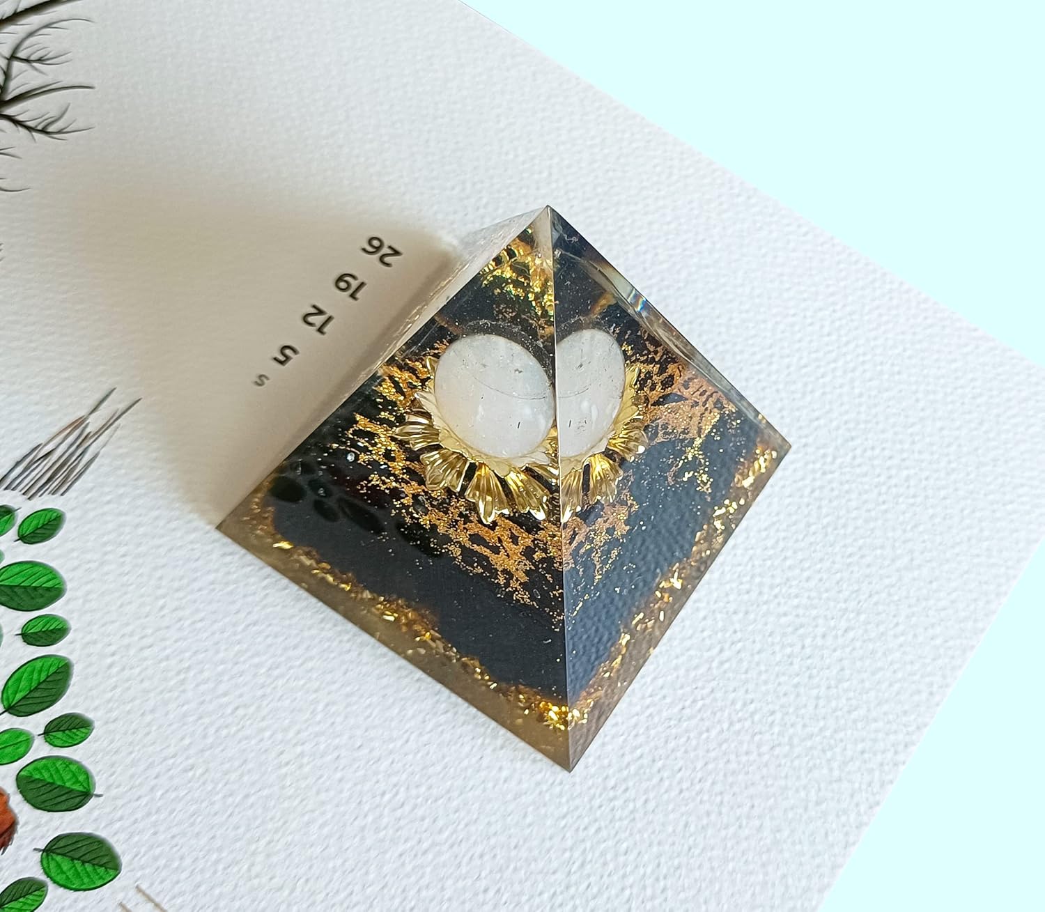 Pirámide de cristal de orgón, lapislázuli natural, pirámide de cristales curativos para protección de chakras, pirámide de constelación única para