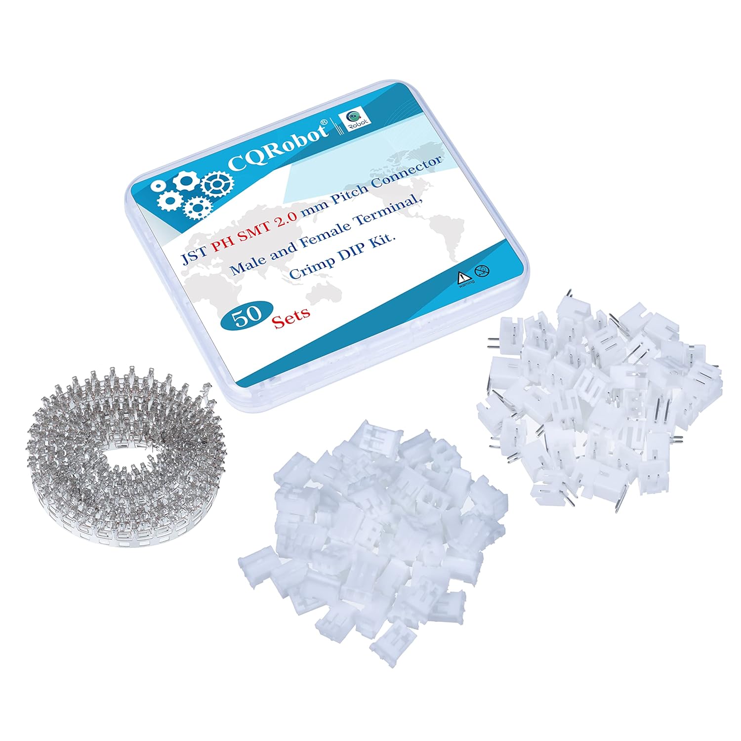 50 juegos200 piezas de 0.079 in de paso JST PH SMT 2-Pin IC Sockets & Plugs Adaptador Conector Macho y Hembra, Kit de DIP de crimpado. para cable de