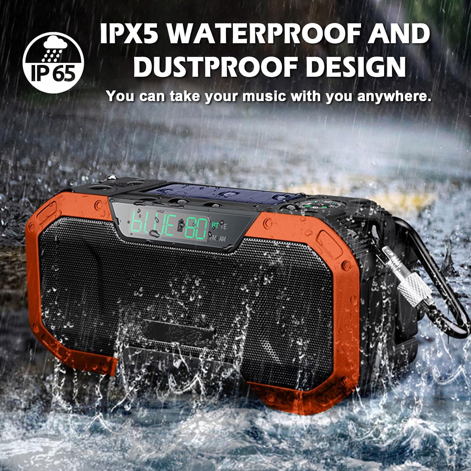 Radio meteorológica de emergencia Altavoz Bluetooth, radio digital portátil NOAAAMFM con linterna LED, lámpara de lectura, radio de alerta
