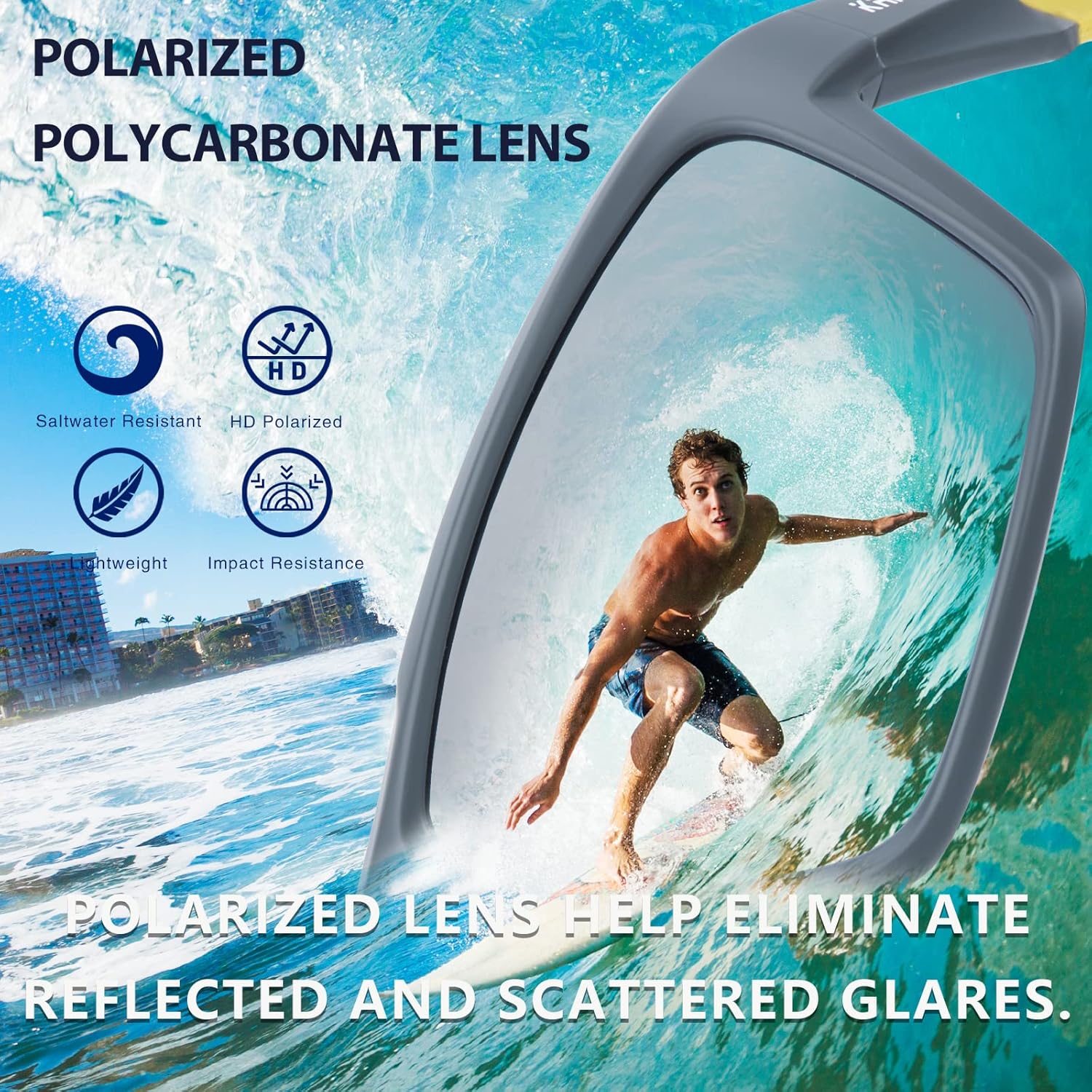 KAPVOE Gafas de sol deportivas polarizadas para hombres y mujeres, para pesca, golf, playa, tiro, correr, trabajo, lentes de sol duraderas de