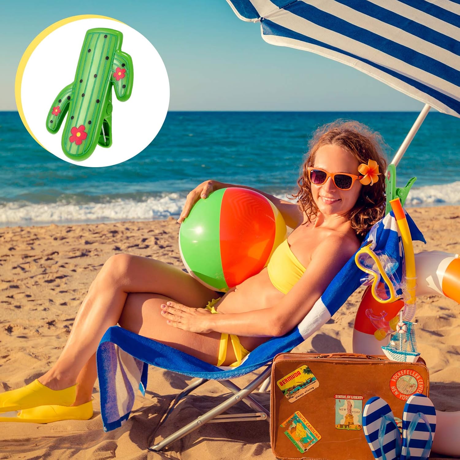 6 clips para toallas de playa, clips para silla, clips para toallas, alfileres de ropa en divertidos colores brillantes, tamaño jumbo para tumbonas
