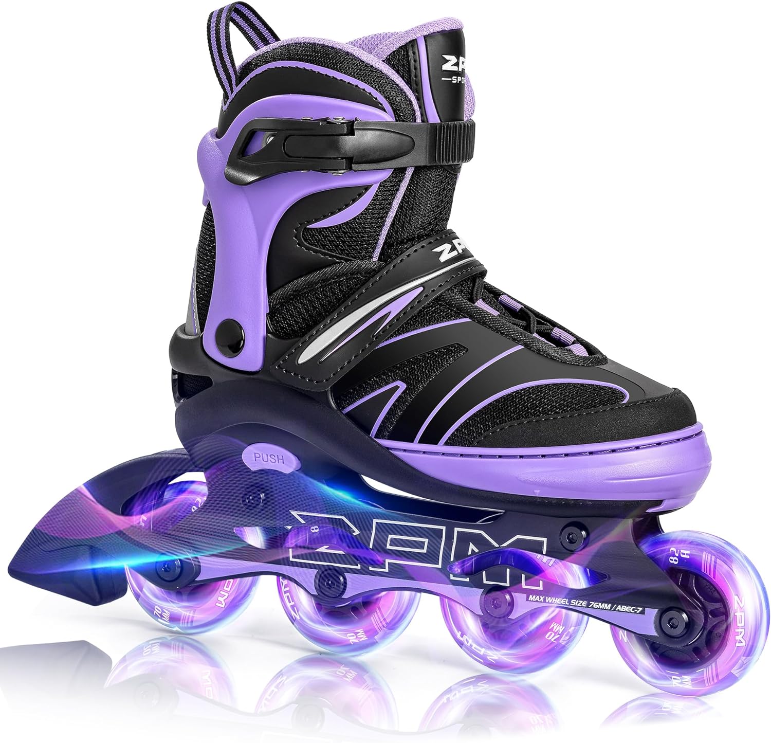 2PM SPORTS Patines en línea ajustables para niños de 4 a 12 años, patines Inlie para niñas y niños de 5 a 8 a 12 años con ruedas de luz completa,