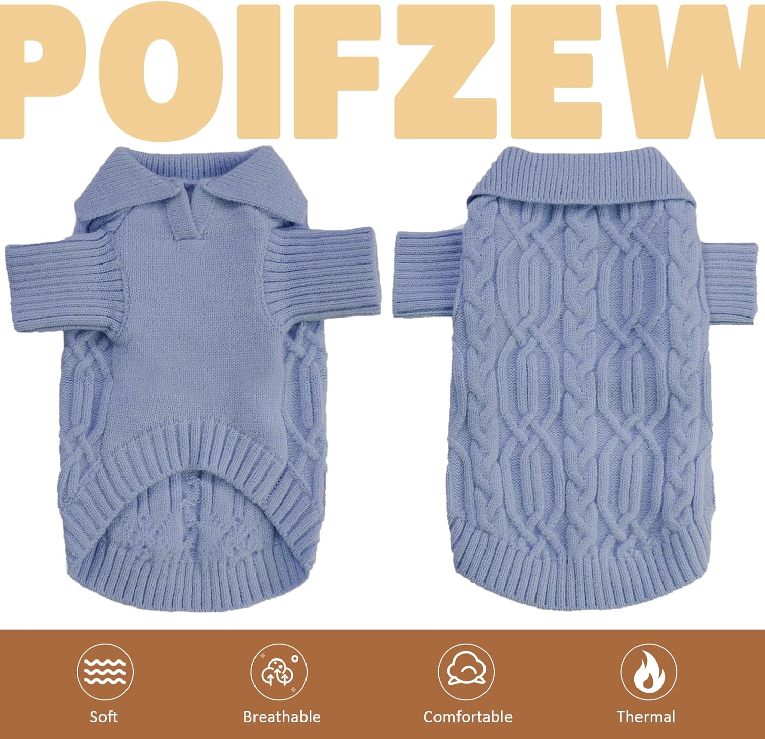 Poifzew Suéter de forro polar plegable para perro, ropa clásica para mascotas, bonitos suéteres de punto para perros pequeños, niñas y niños,