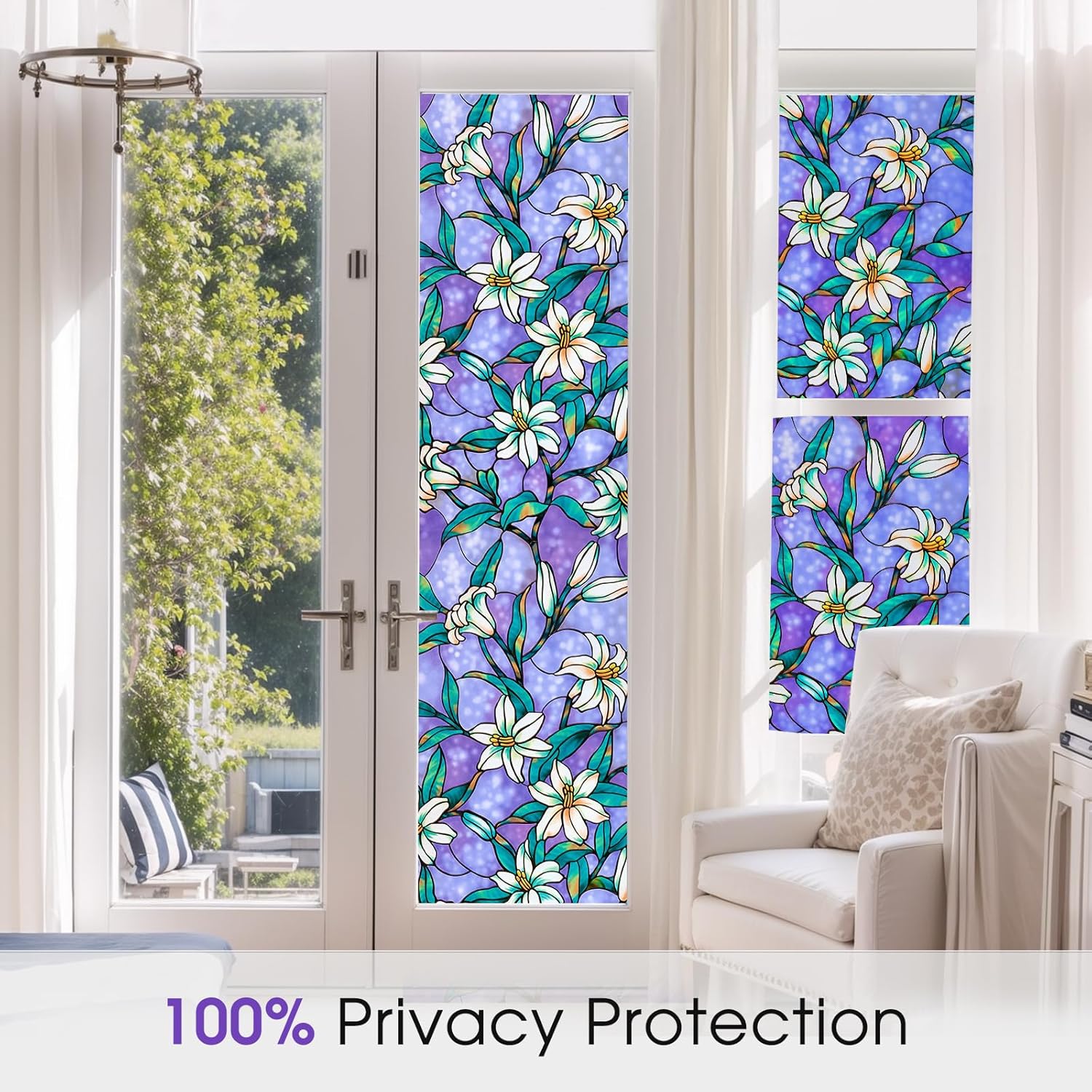 Coavas – Película decorativa para ventana, tipo vitral, tinte esmerilado, de vinilo estático, sin pegamento, para la privacidad completa en el hogar