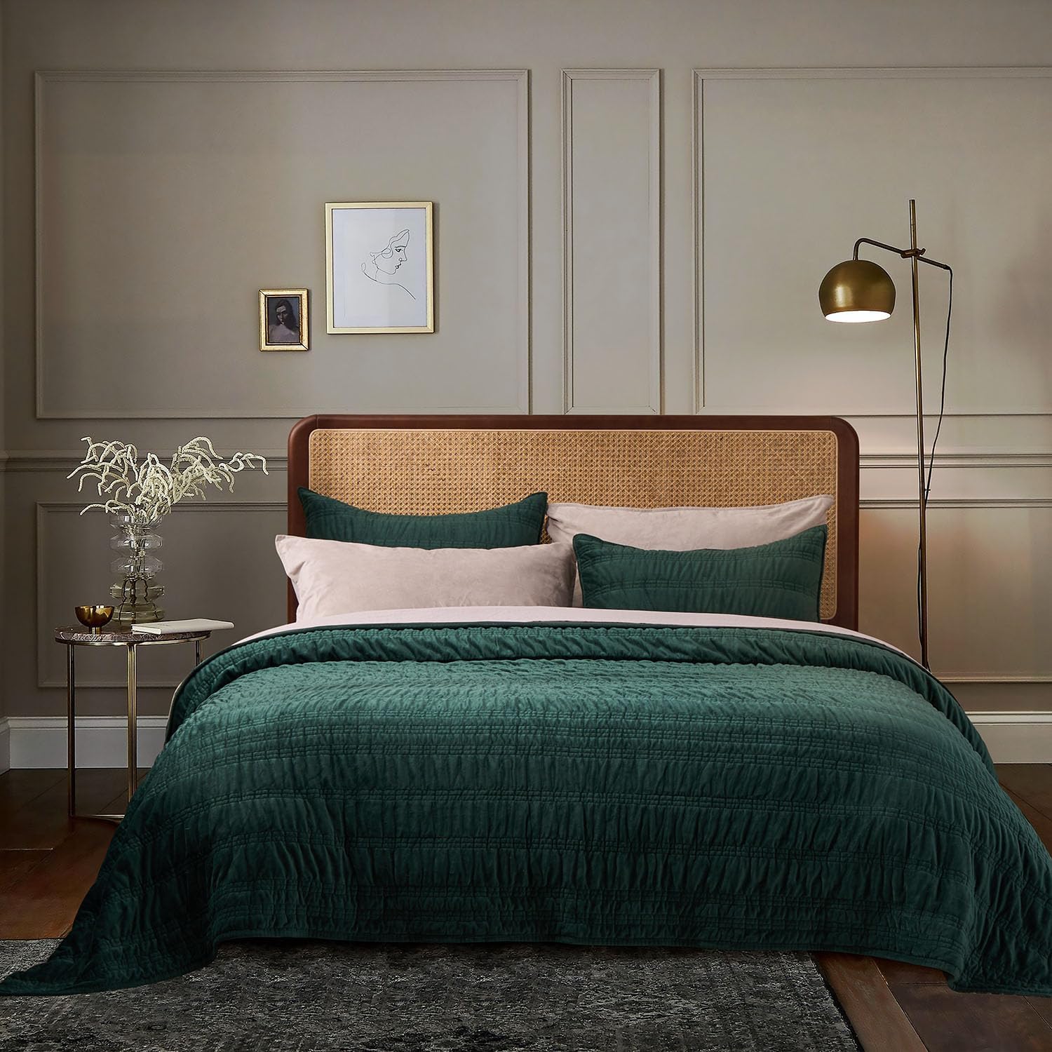 EVERGRACE Juego de edredón de terciopelo de lujo tamaño King, ropa de cama de terciopelo ultrasuave, juego de colcha de terciopelo fruncido, juego