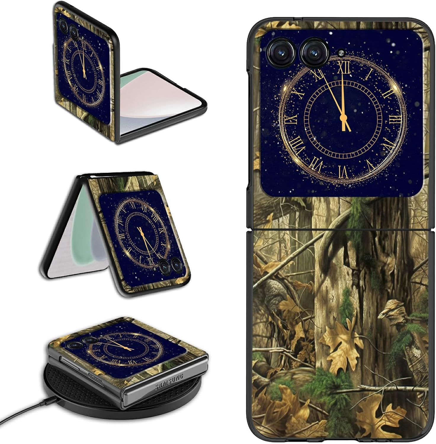 Funda para Motorola Razr Plus 2023 para Moto Razr+ 2023 con patrón de árbol de camuflaje para mujeres y hombres, ultra delgada, ligera, de