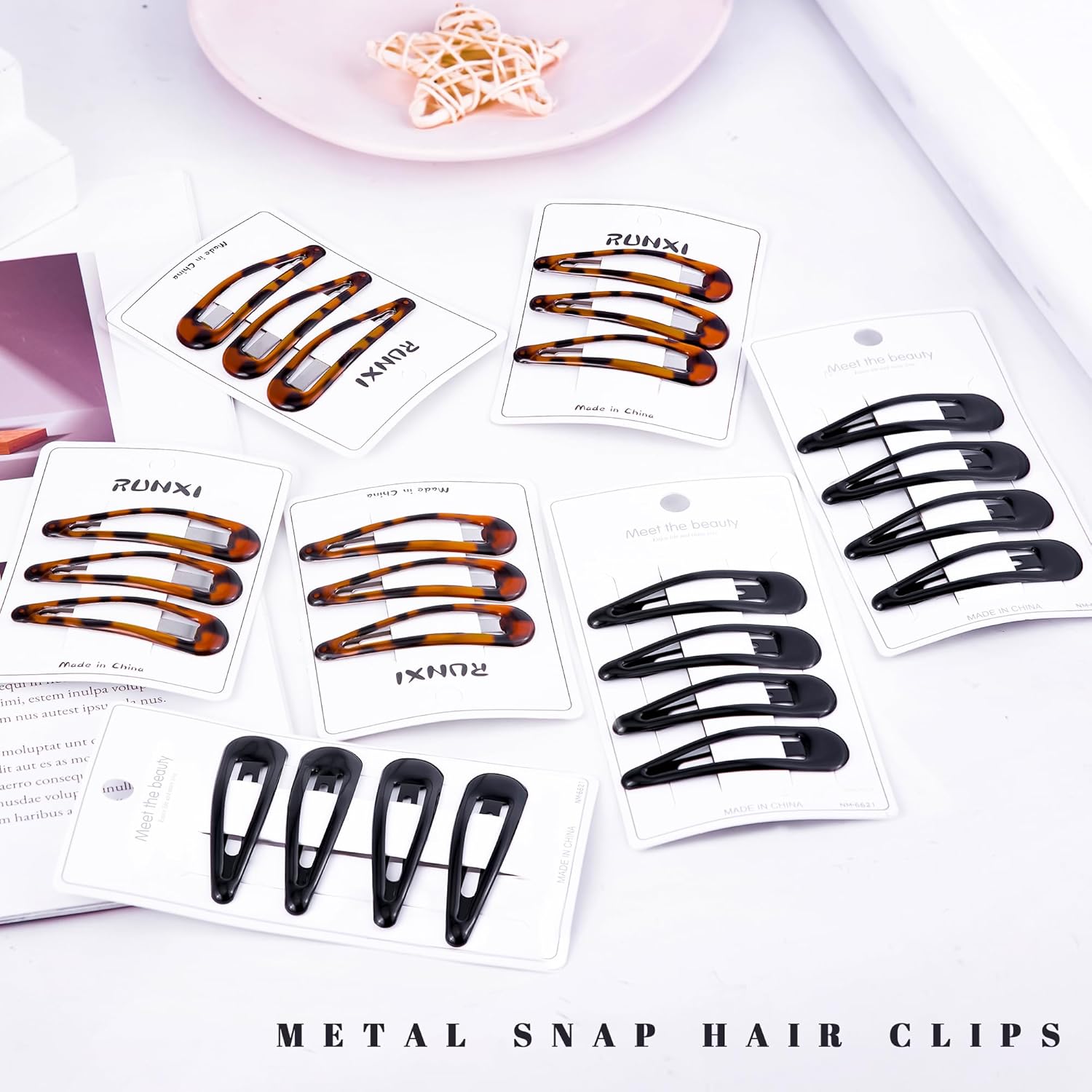 Cptots Pinzas de metal para el cabello con cierre de agua, antideslizantes, para mujeres y niñas, pinzas medianas para cabello fino grueso y fino,