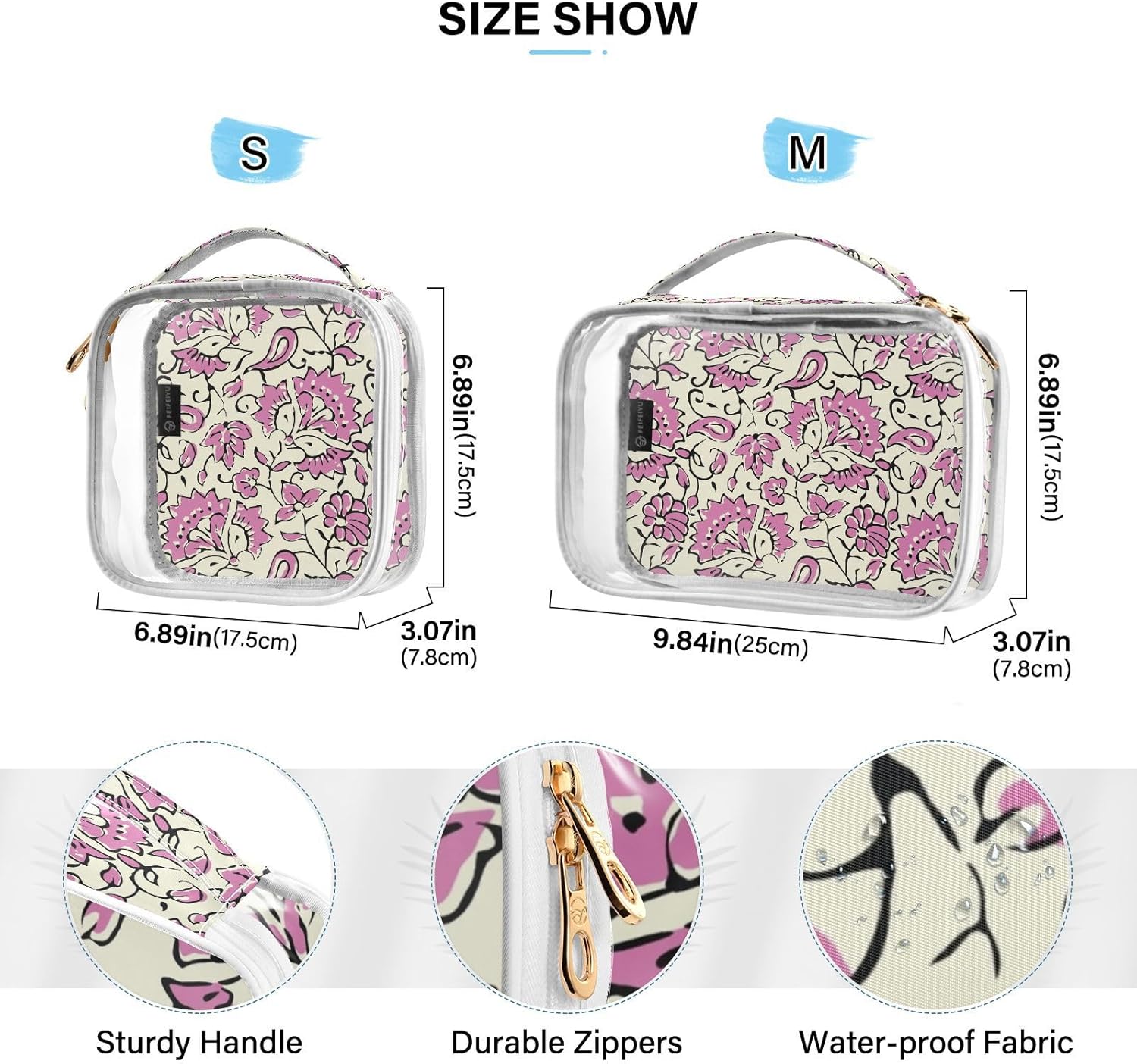 ZOEO Bolsas de maquillaje transparentes, paquete de 2 bolsas de viaje, neceser, organizador portátil de cosméticos, para hombres y mujeres, bolsa de