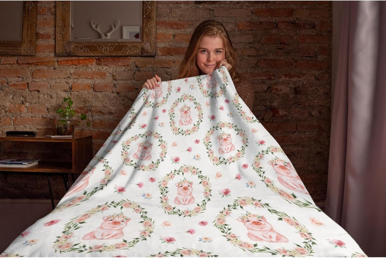 Manta de franela de cerdo rosa súper suave, esponjosa, acogedora, con diseño fresco, ligera y cálida, regalo para todas las estaciones, para niños,