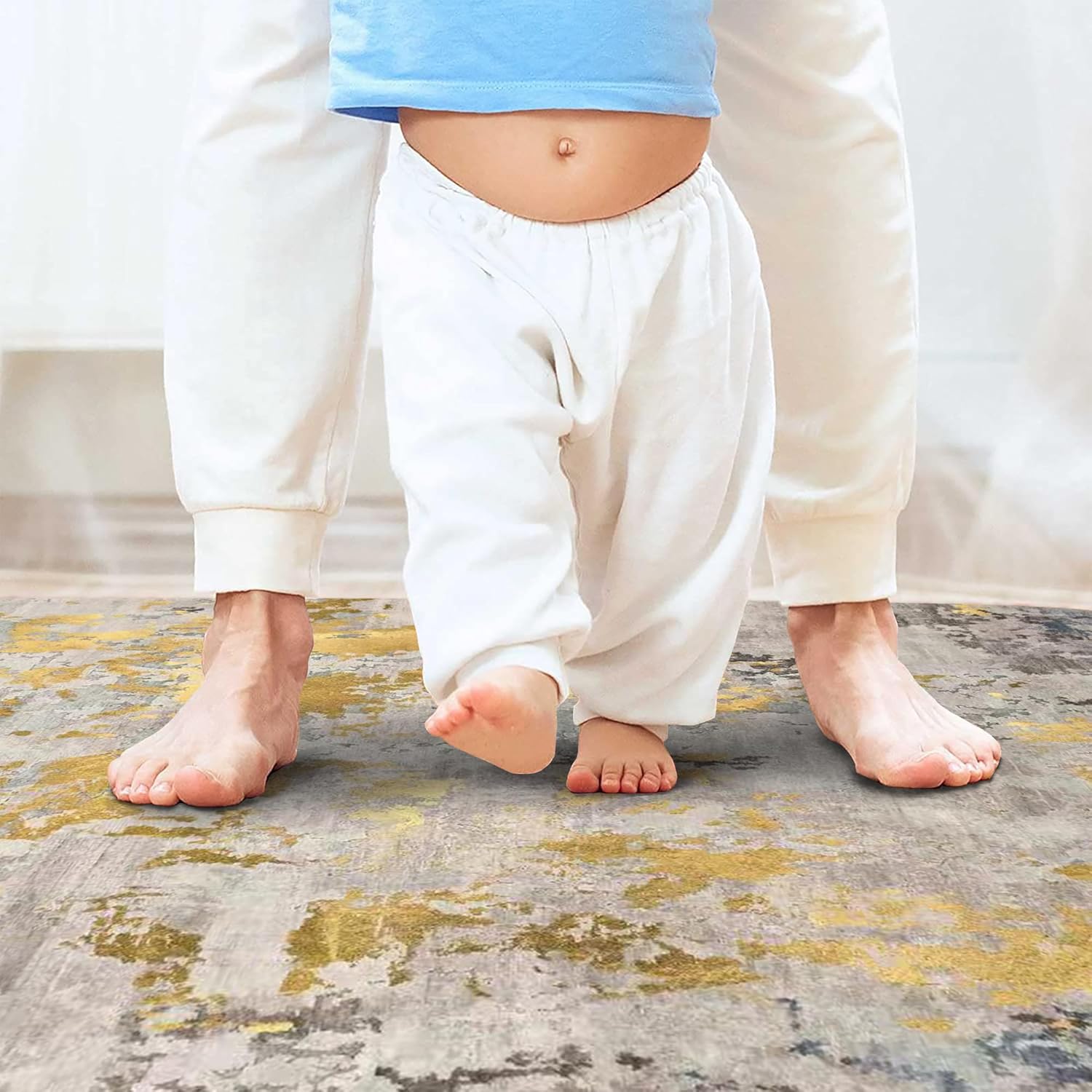 Alfombra lavable ultra suave de 6 x 9 pulgadas, antideslizante, plegable, resistente a las manchas, para sala de estar y dormitorio, alfombra