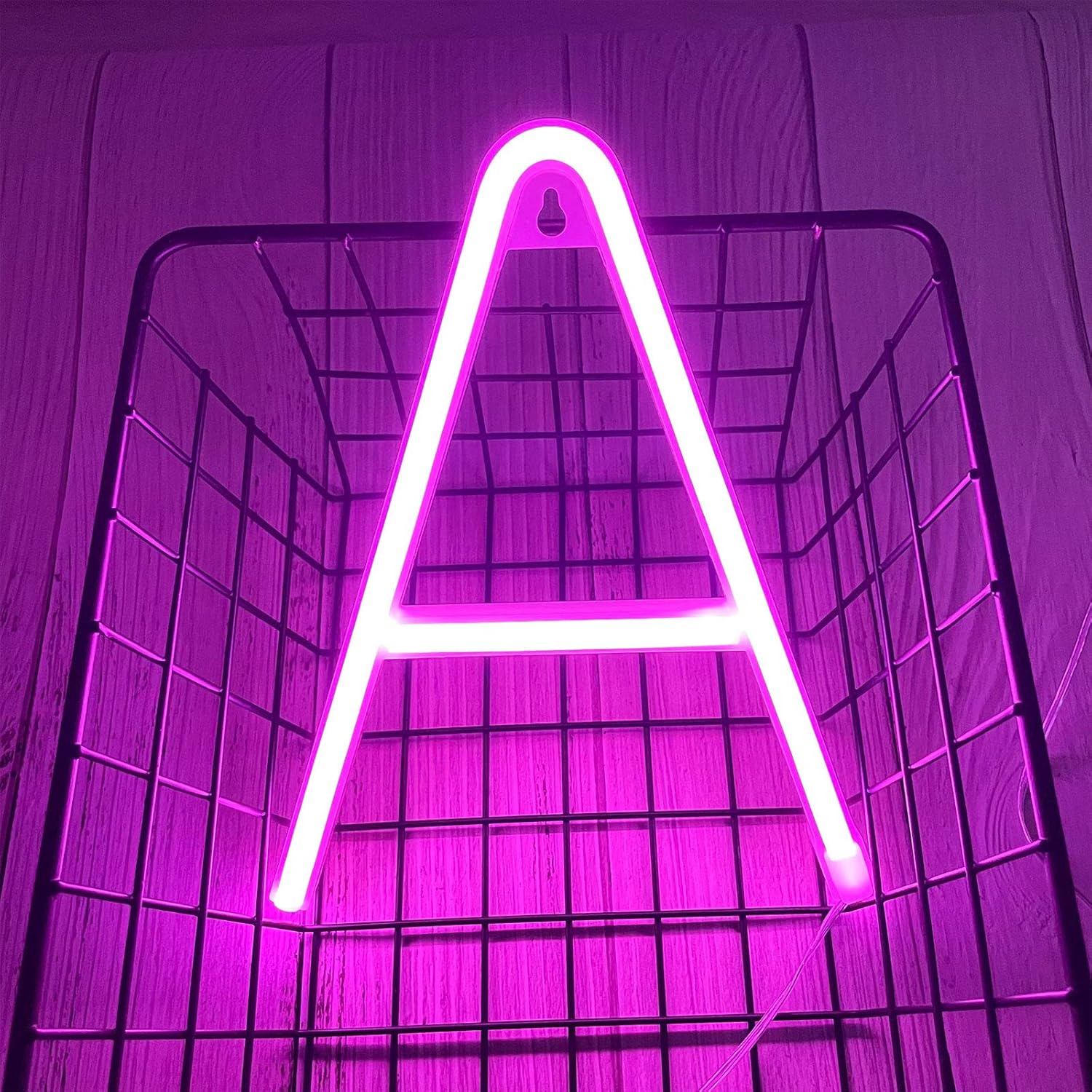 ENUOLI Letrero de letras de neón rosa con letras de neón, con pilas, alimentadas por USB, alfabeto, luces de neón, decoración de pared, palabras