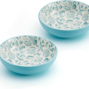 Pfaltzgraff Venice – Juego de 2 cuencos para pasta, 8 pulgadas, verde azulado y blanco Pfaltzgraff Venice – Juego de 2 cuencos para pasta, 8 pulgadas, verde azulado y blanco