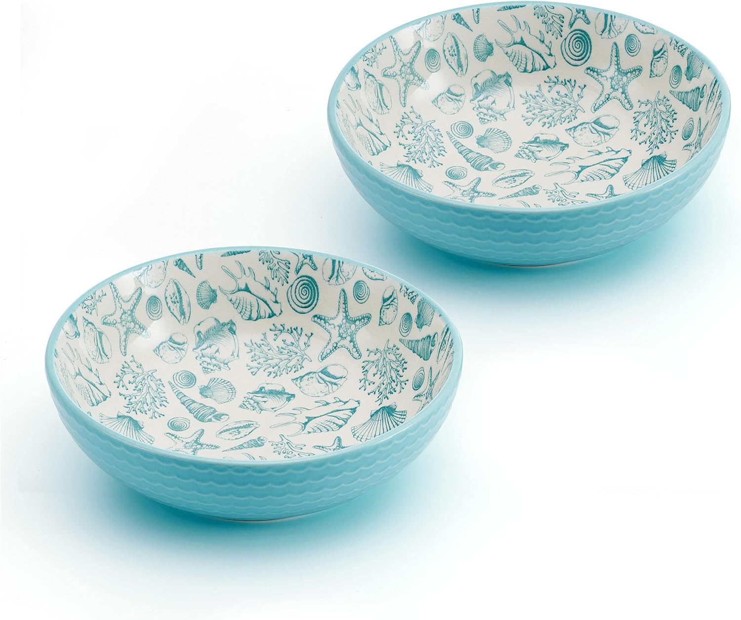 Pfaltzgraff Venice – Juego de 2 cuencos para pasta, 8 pulgadas, verde azulado y blanco