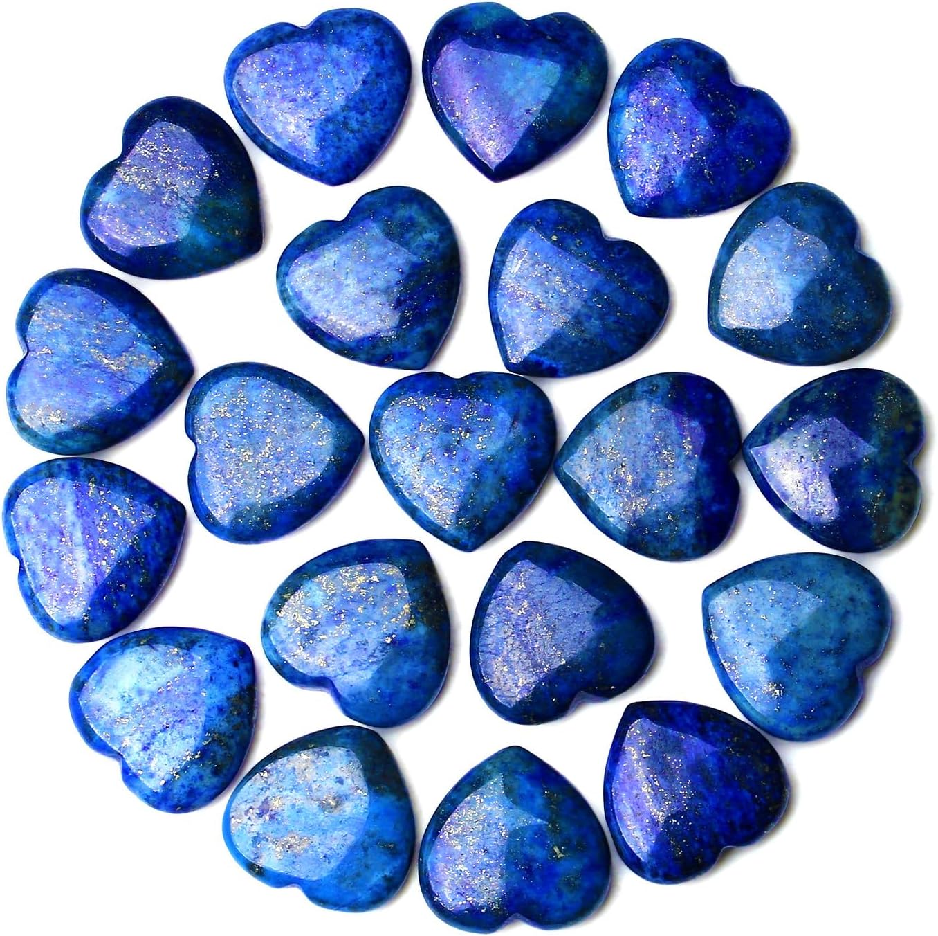 QINJIEJIE 20 piedras de corazón de lapislázuli cristales a granel en forma de amor en forma de piedra de preocupación corazón roca bolsillo piedras