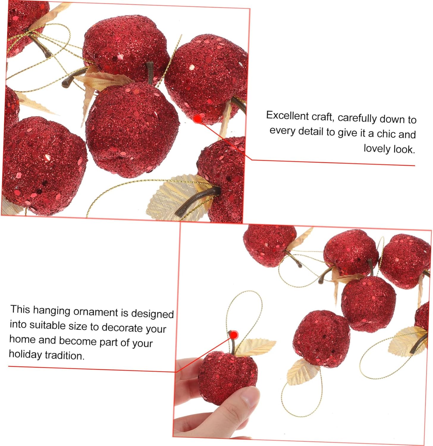 IMIKEYA 100 piezas de bolas de espuma de lentejuelas con purpurina para decoración de Navidad, manzana, árbol de Navidad, árbol de Navidad, bosque,