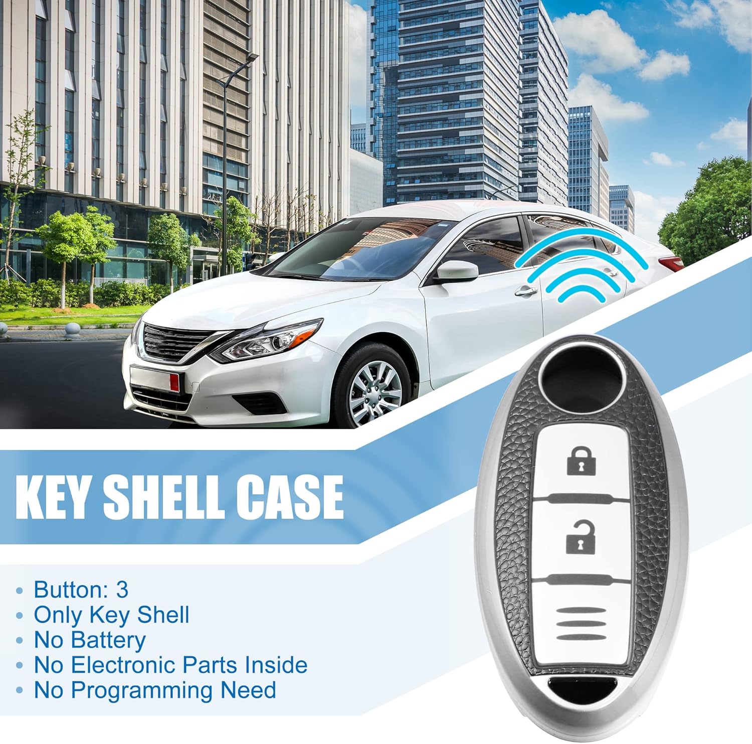 X AUTOHAUX Funda de silicona para llavero inteligente para Nissan Sentra 1986-1987, protector de llavero sin llave, tono plateado