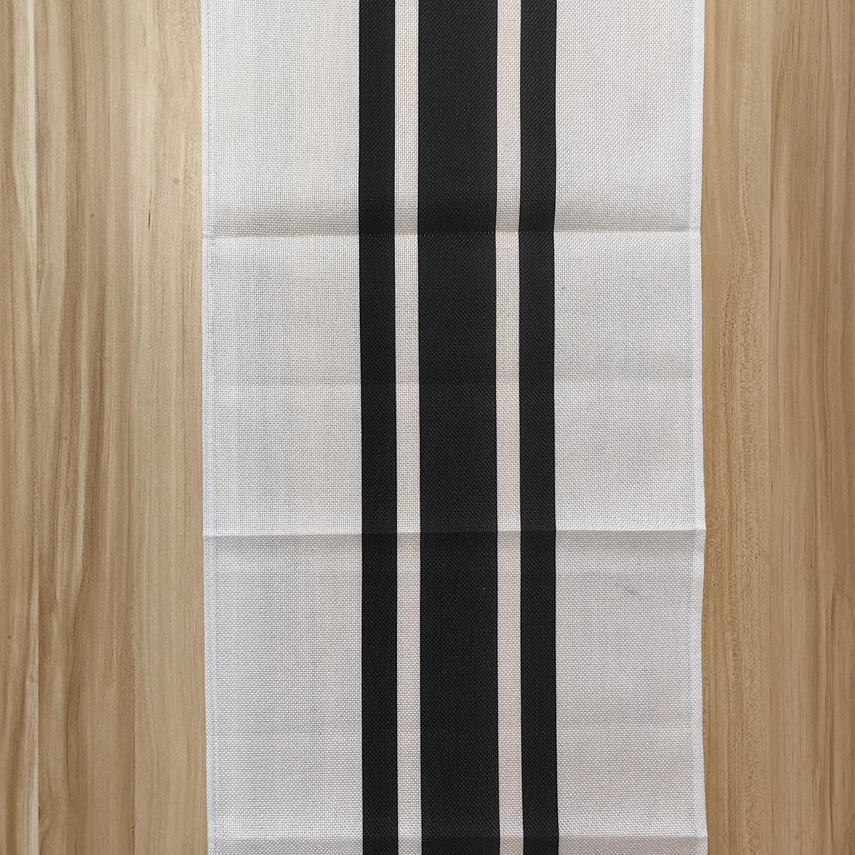 Camino de mesa, moderno camino de mesa de granja, camino de mesa a rayas negras y beige para mesa de comedor rústica bohemia (rayas negras12 x 72