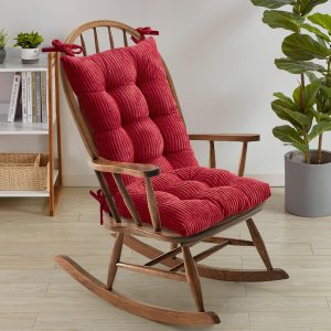 Sweet Home Collection Juego de cojines para silla mecedora de primera calidad, antideslizantes, parte superior e inferior con lazos, 1 unidad Sweet Home Collection Juego de cojines para silla mecedora de primera calidad, antideslizantes, parte superior e inferior con lazos, 1 unidad