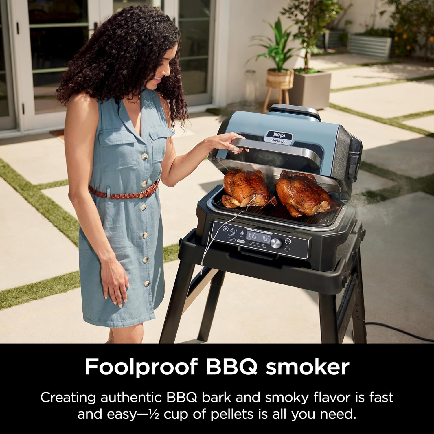 Ninja OG951 Woodfire Pro Connect Premium XL – Parrilla y ahumador para exteriores, Bluetooth, habilitado para aplicaciones, parrilla principal 7 en