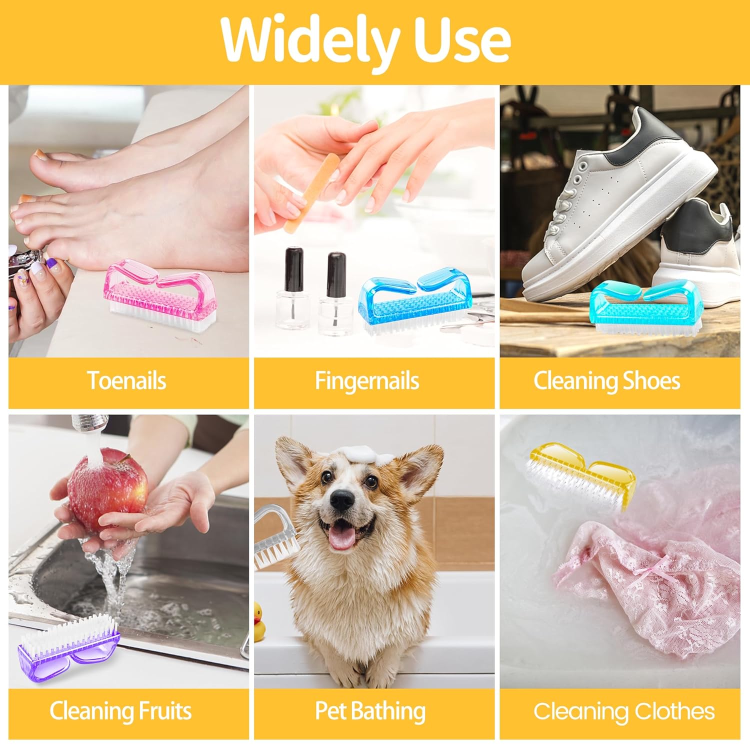 Paquete de 4 cepillos para uñas, cepillo de uñas, limpiador de manos, kit de cepillo de limpieza para dedos de los pies, ducha, jardín, mascotas,