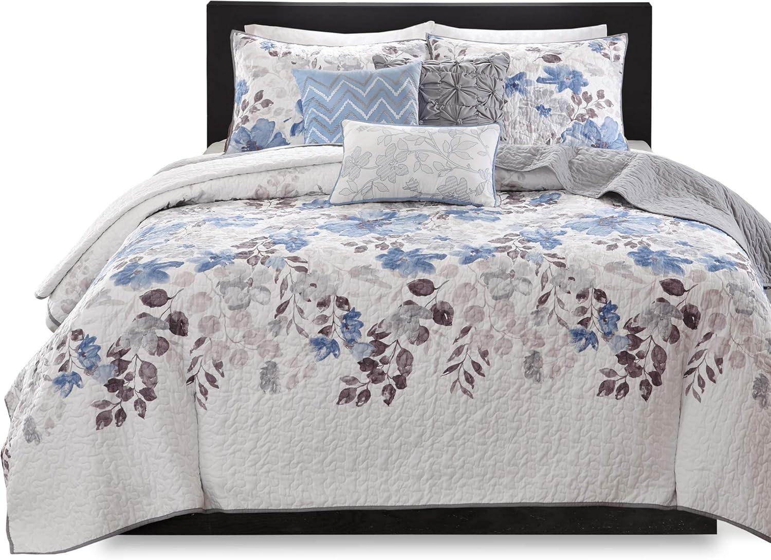 Madison Park Luna – Edredón moderno y clásico, todo el año, juego transpirable y ligero, fundas a juego, almohada decorativa, KingCal King (104 x 94