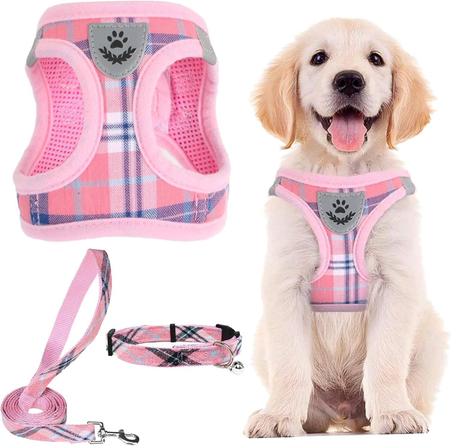 PUPTECK – Arnés y correa ajustable, sin tirones, para perro pequeño y mediano, cachorros y gatos, adiestramiento y paseo al aire libre, chaleco