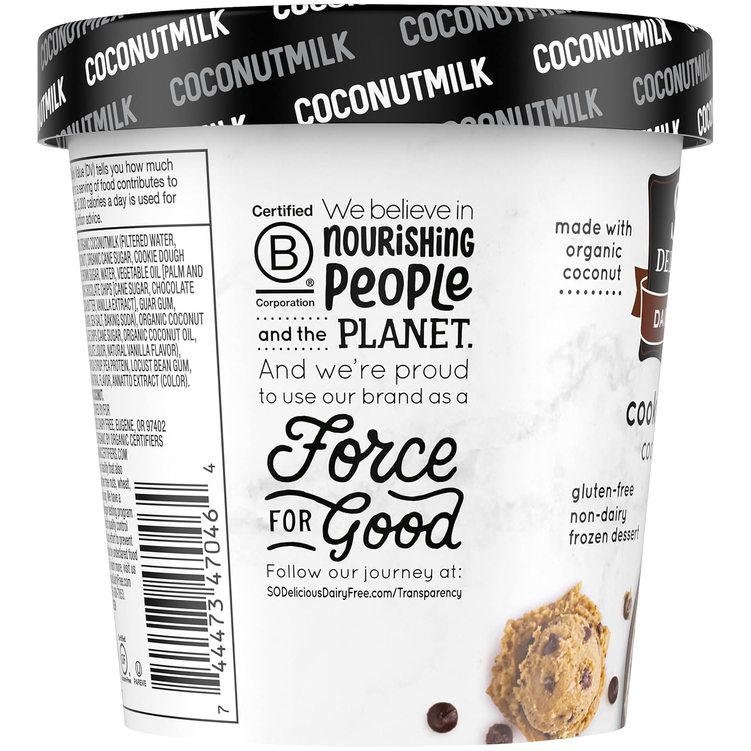 So Delicious Postre congelado de leche de coco sin lácteos, masa de galletas, vegano, proyecto sin OMG, verificado, 1 pinta