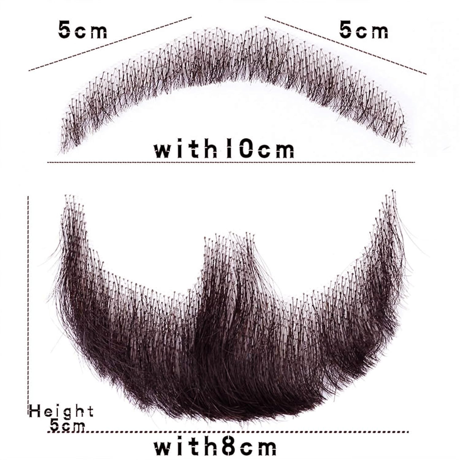 Disfraz de barba y bigote de cabello humano para adultos y hombres, maquillaje realista de encaje invisible (marrón negro)