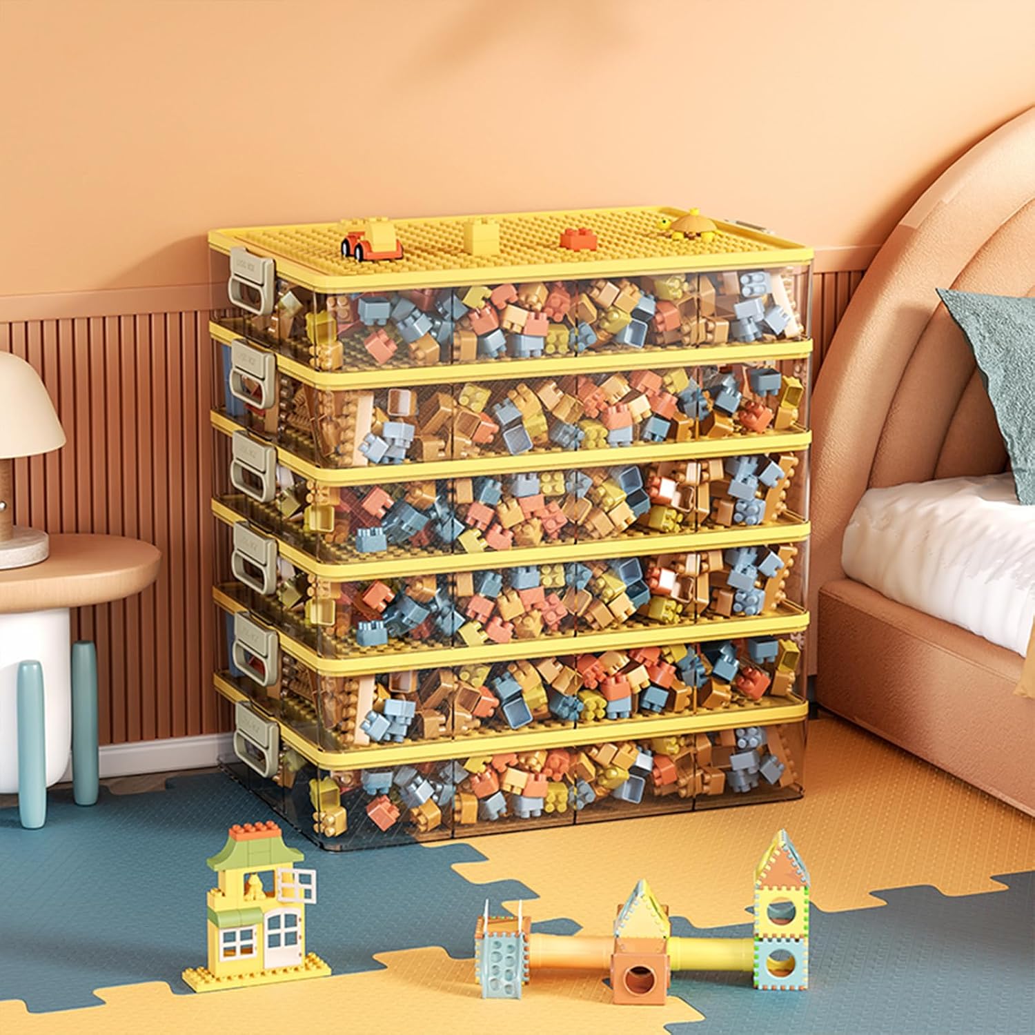 Contenedores organizadores de juguetes para Lego Building Block, contenedores de almacenamiento para almacenamiento de ladrillos de construcción,