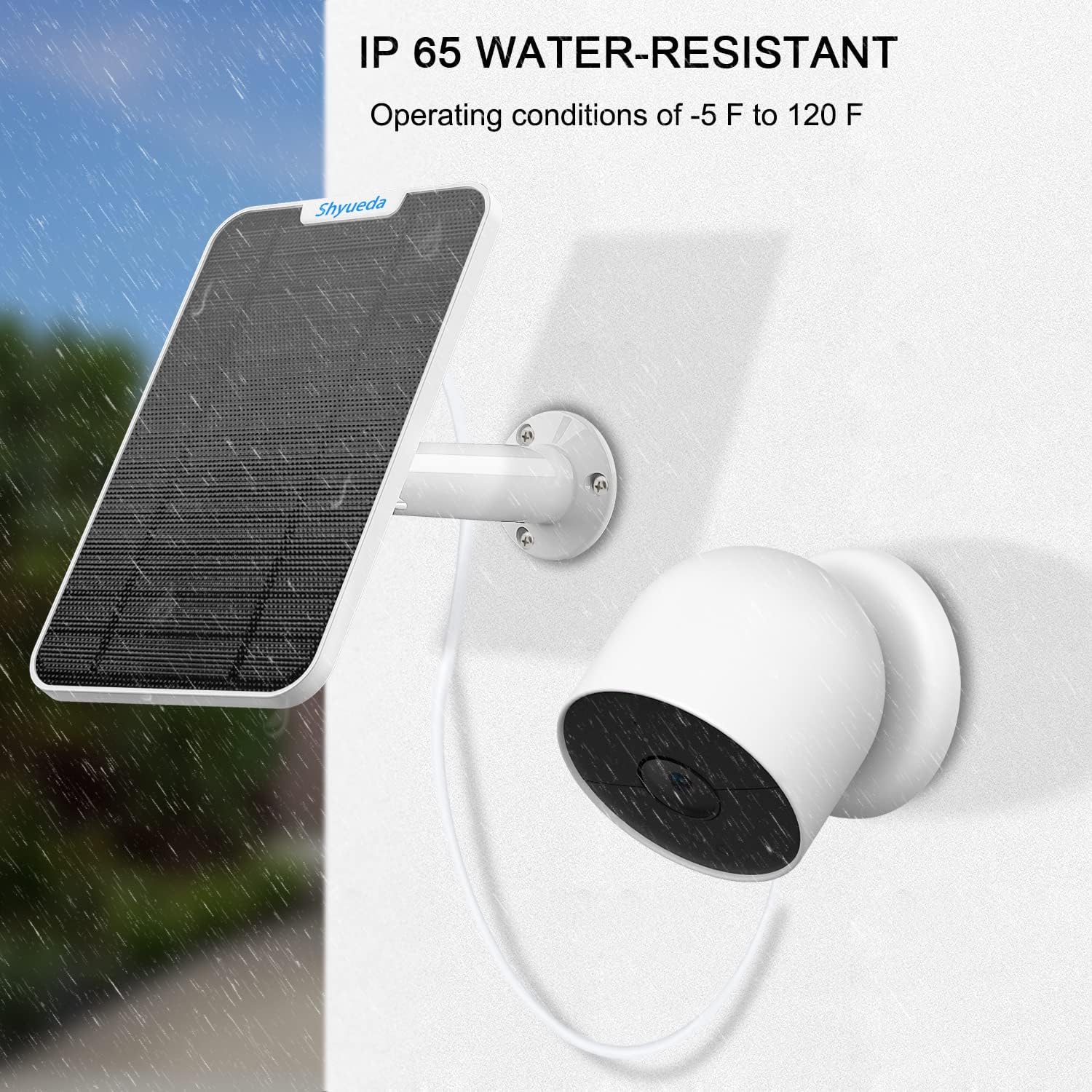Carga de panel solar de 4 W compatible con cámara Google Nest para exteriores e interiores (versión de batería), IP65 resistente a la intemperie,