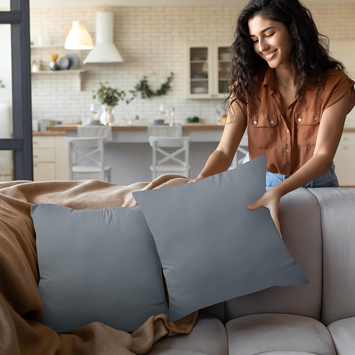 Utopia Bedding – Relleno de almohadas decorativas (paquete de 2, color gris), almohadas para cama y sofá de 26 x 26 pulgadas, para interiores