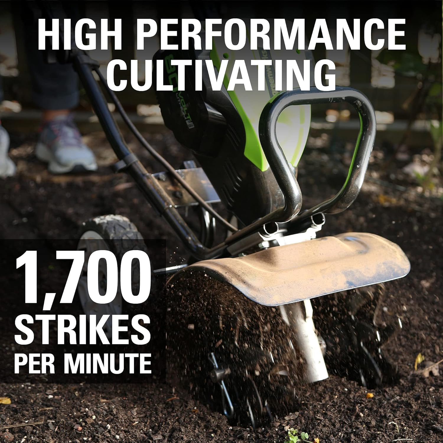 Greenworks Pro TL80L00 cultivador inalámbrico de 80 V y 10 pulgadas, solo herramienta, TL80L00