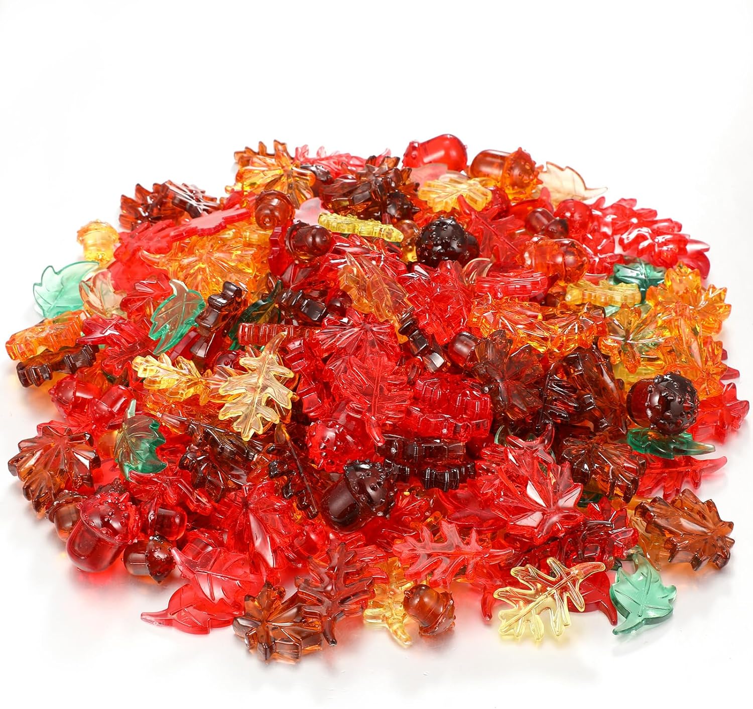 240 piezas de relleno de jarrón de otoño de acrílico de Acción de Gracias, mini bellotas de arce, hojas dispersas, gemas sensoriales, materiales de