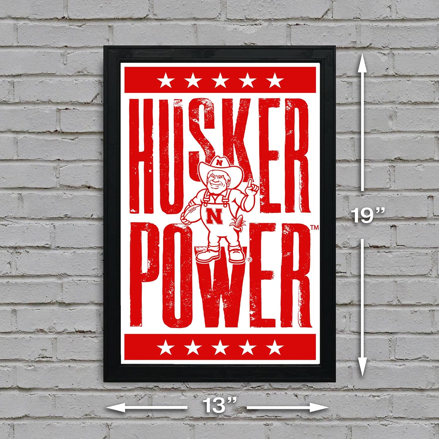Nebraska Cornhuskers Gift – Husker Power Letterpess Poster – Officially Licensed Art Print – 13×19″ – Husker Gift (No Frame)