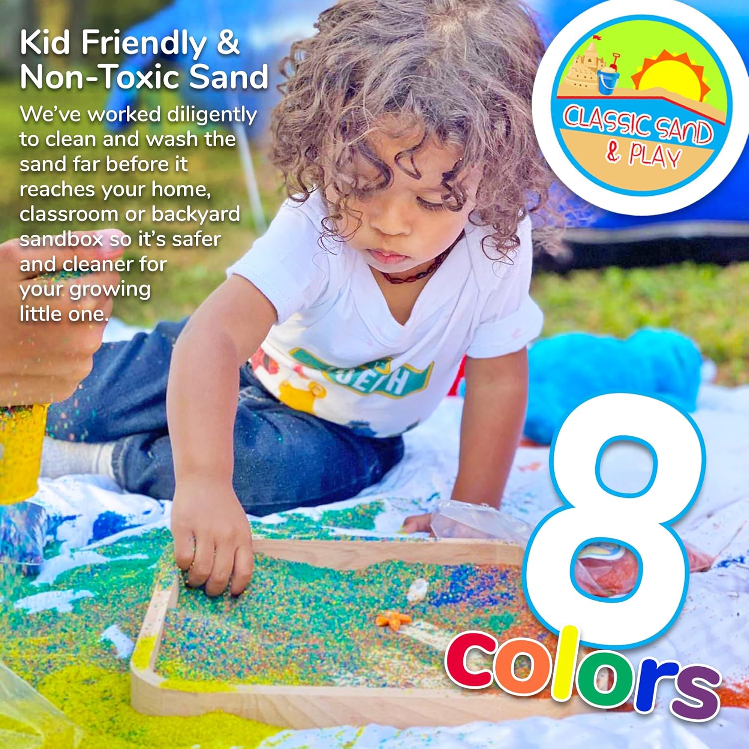 Arena clásica de juego de color arcoíris Sand and Play, bolsa de 20 libras, natural y no tóxica, divertida húmeda y seca en interiores y exteriores,