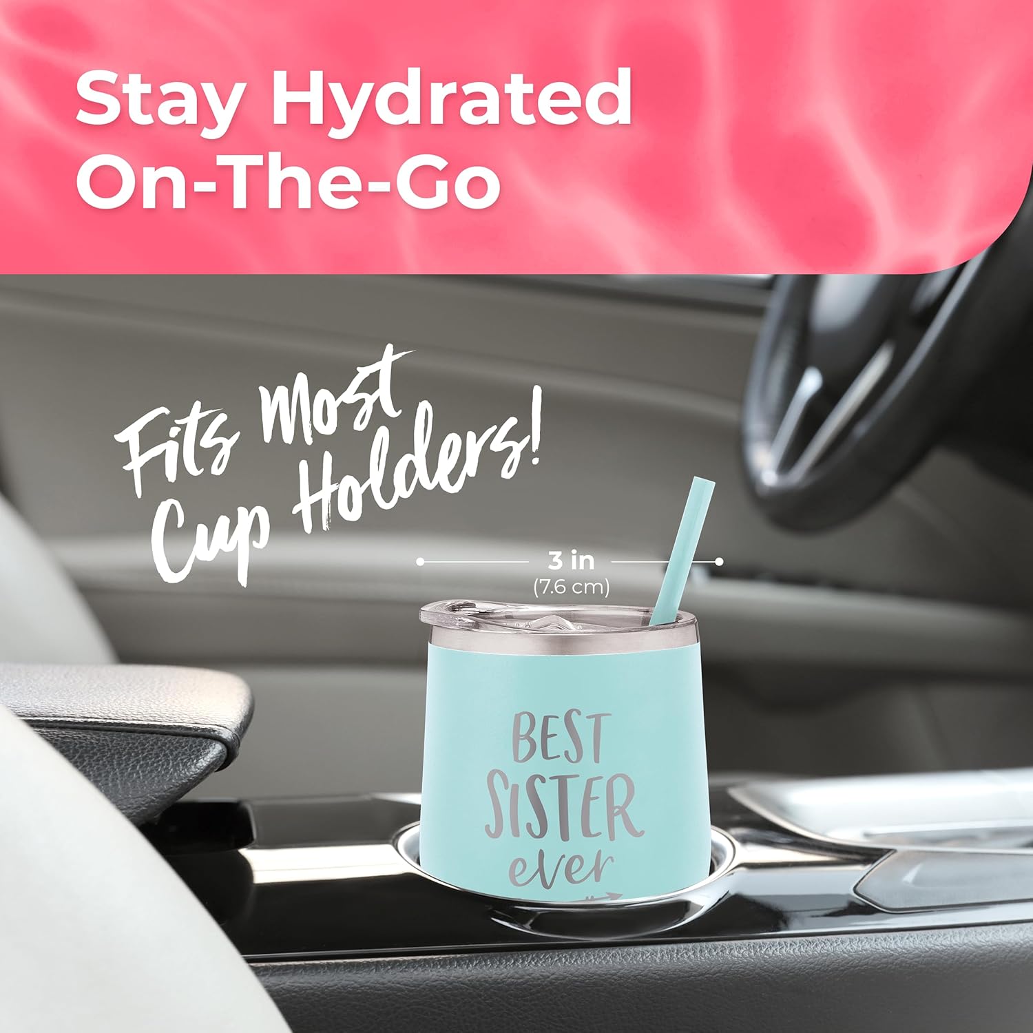 Vaso de vino aislado de acero inoxidable con tapa de cierre deslizante y pajita, taza de viaje aislada para café, tazas personalizadas y divertidas,
