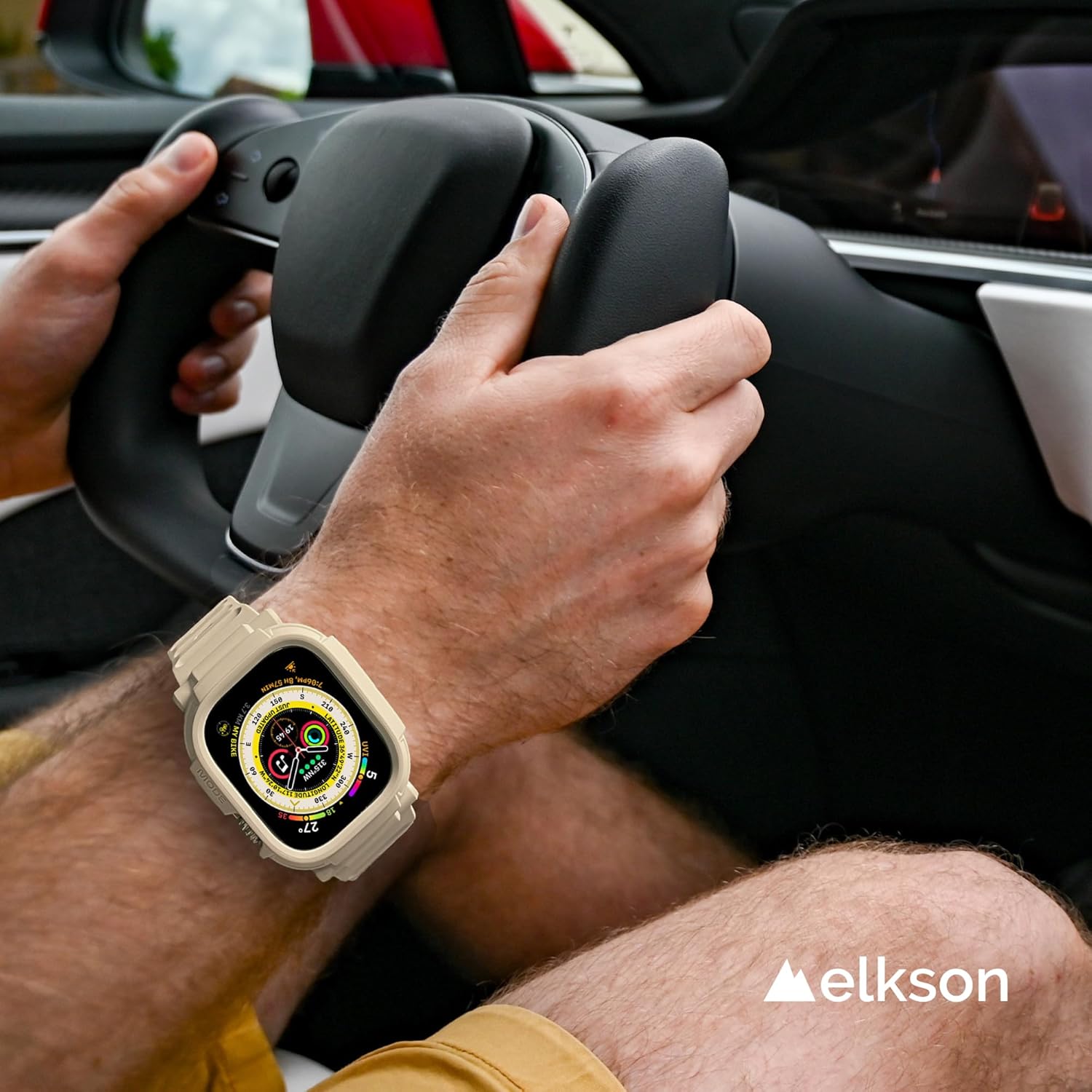 elkson Quattro Pro Series – Funda resistente para Apple Watch Ultra 2 1 Band de 1.732 pulgadas, protector de pantalla de vidrio templado, resistente