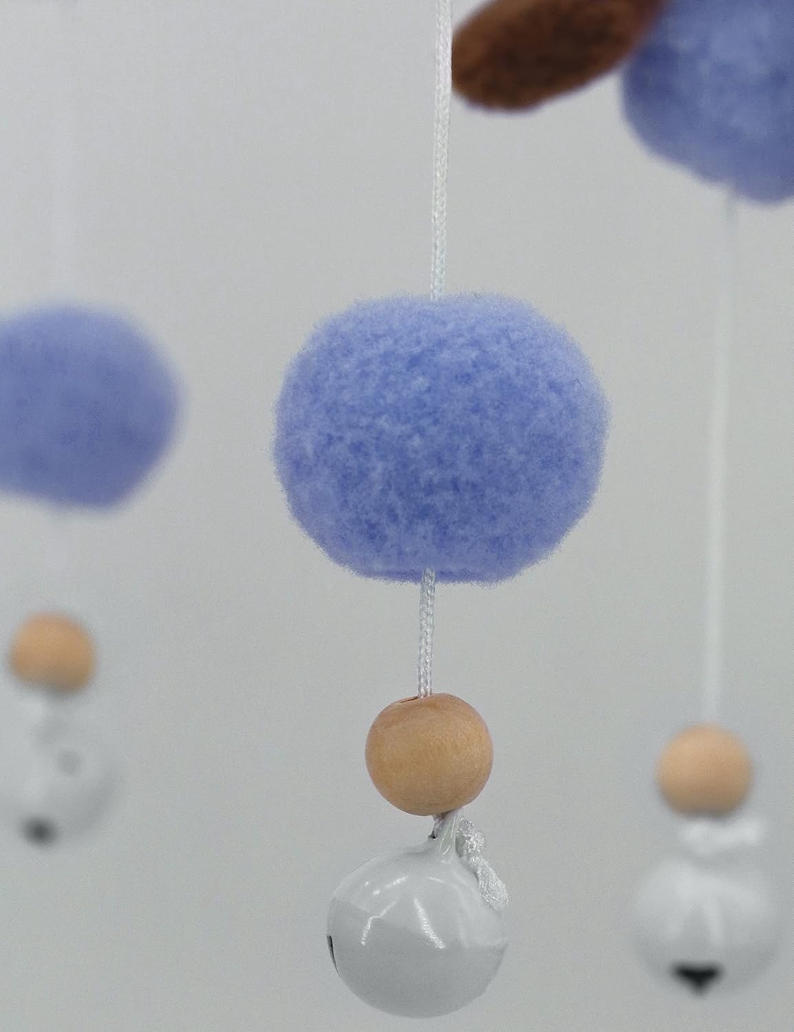 Encantadora cama de cuentas de madera de fieltro para bebé techo móvil decorar colgantes, accesorios de enfermería infantil, enfermera (nube azul