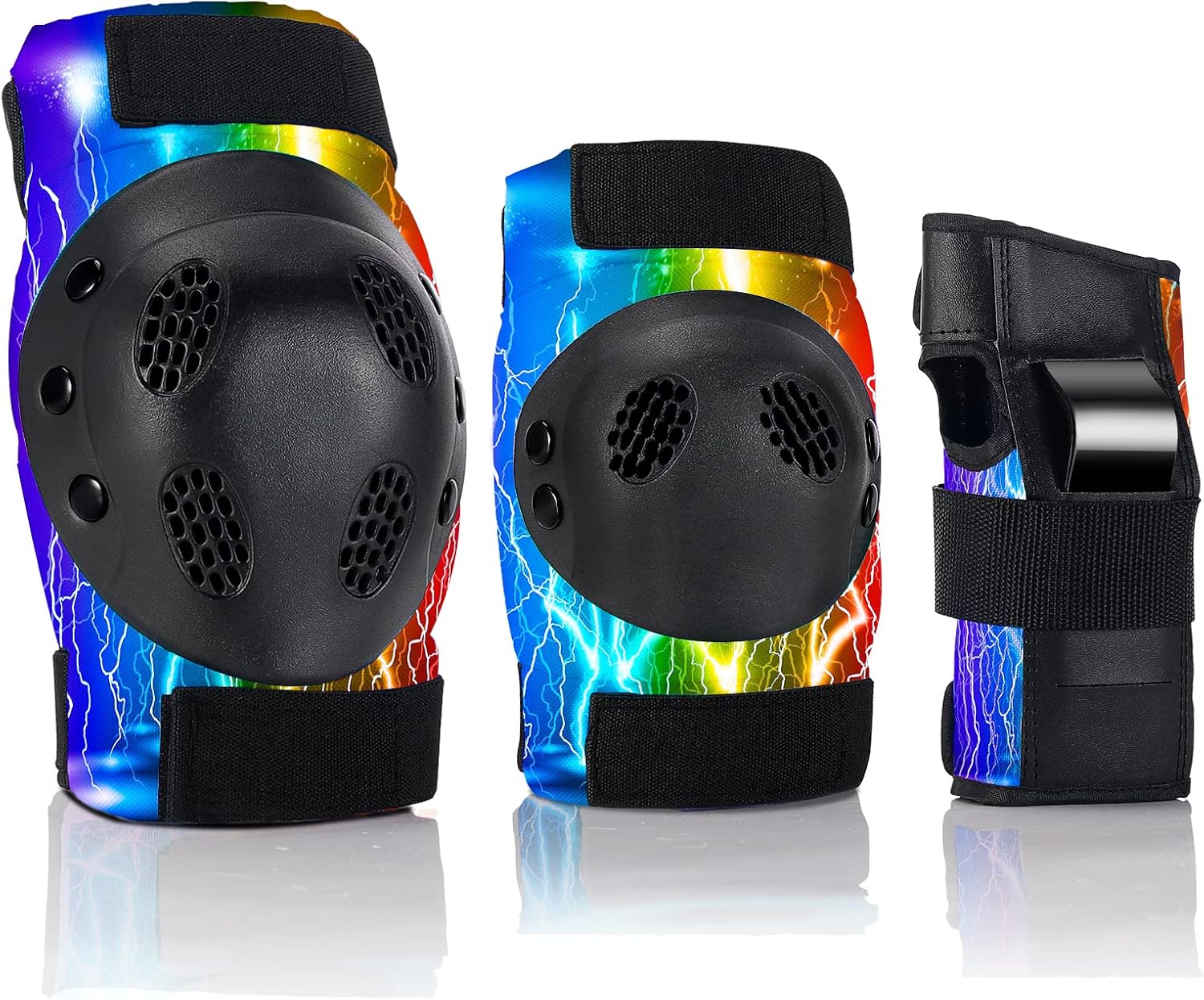JeeFree Skateboard Pads KidsYouthAdult Shield Elbow Pads and Wrist Guards Protective Gear,Strong Double Straps&Adjustable Easy-Fix Clips for