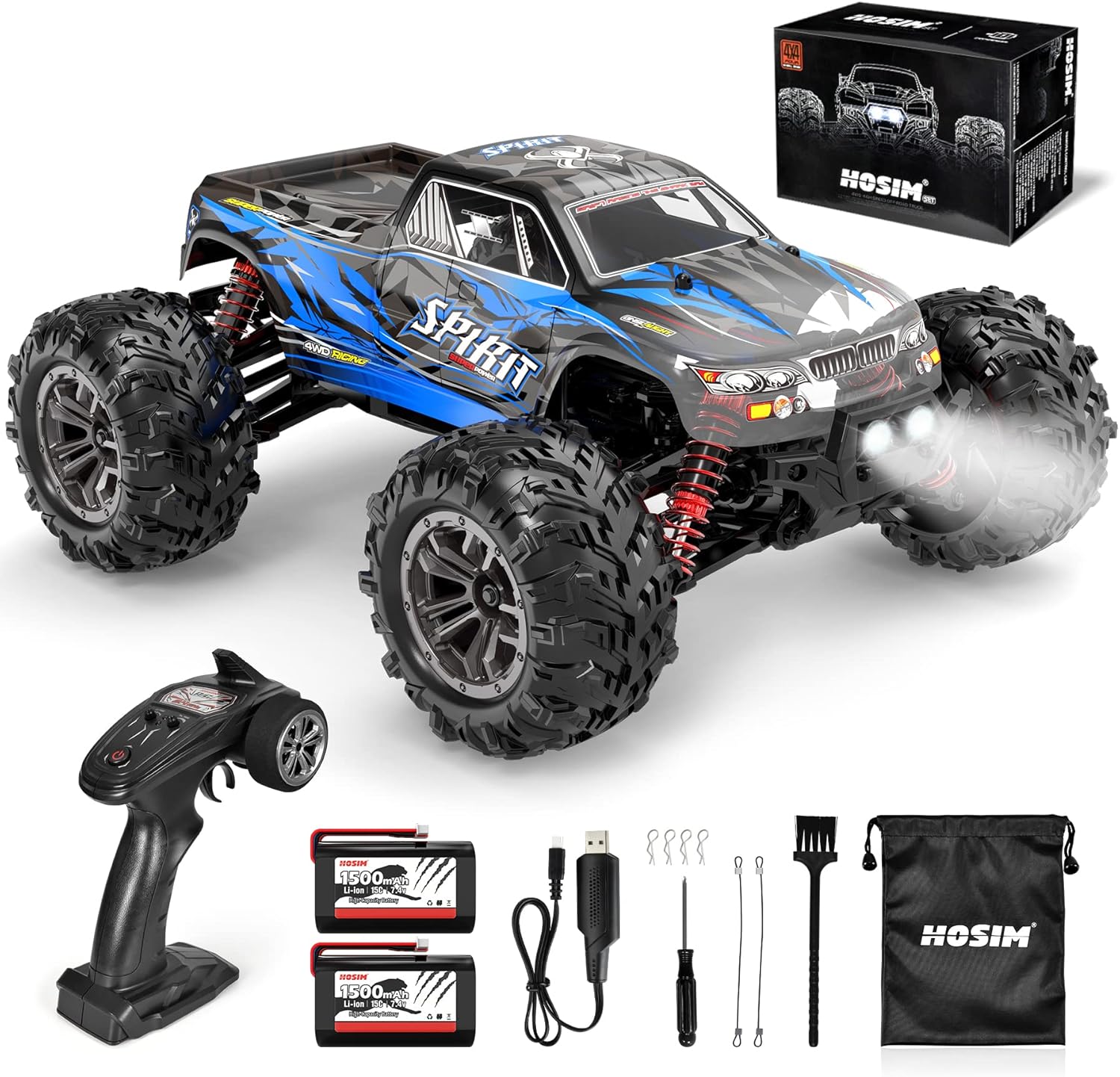 Hosim 116 RC Car 36+KMH, 116 Rc Monster Trucks para adultos 52+KMH de alta velocidad 4X4 todos los terrenos impermeable todoterreno grado afición