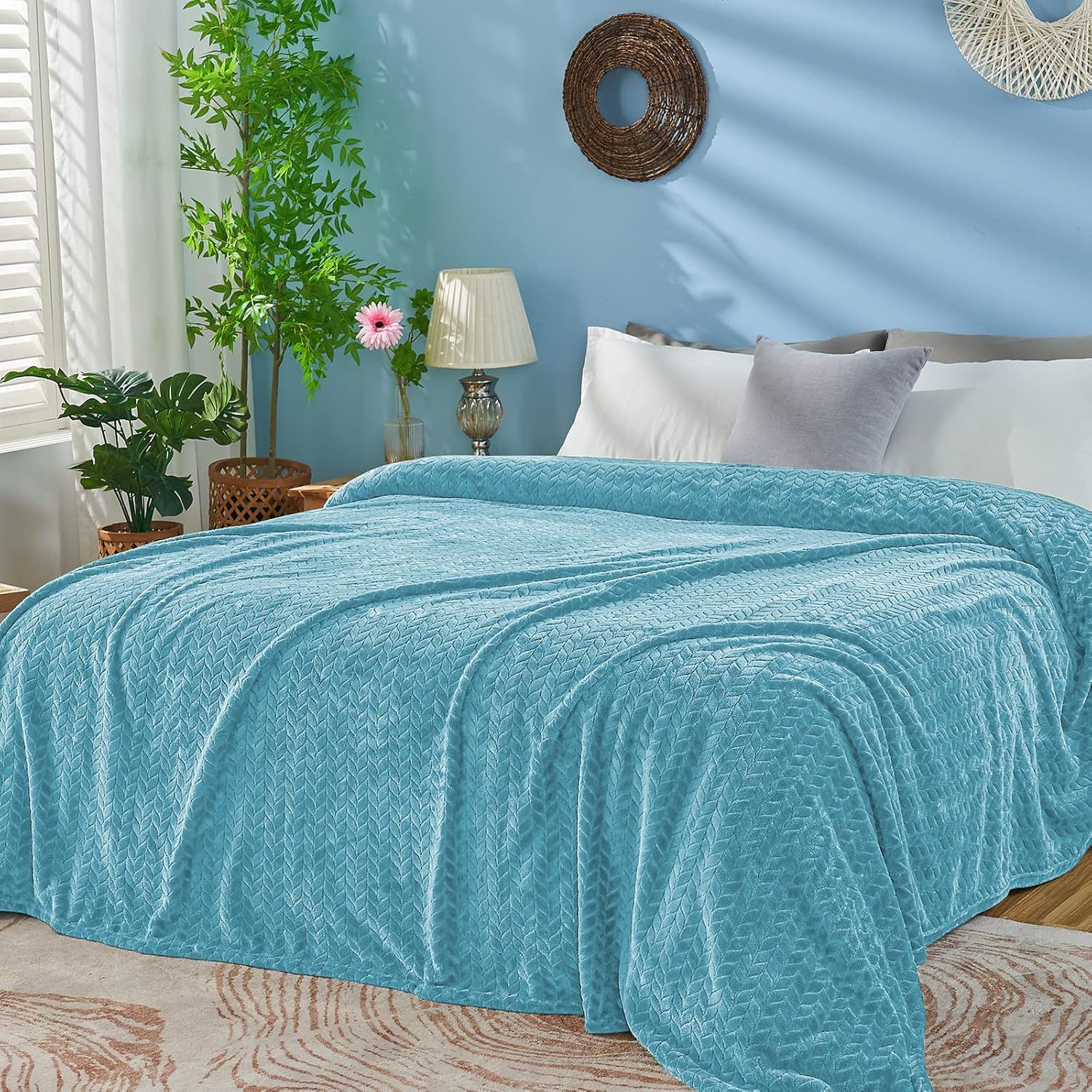Inhand – Mantas de forro polar, mantas acogedoras de franela súper suaves para adultos, lavables y ligeras para sofá, cama, oficina, tamaño queen,