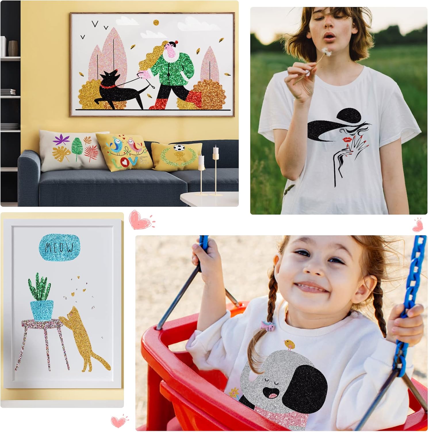 Rollo de vinilo de transferencia de calor HTV con purpurina, vinilo para planchar con purpurina para Cricut y Silhouette Cameo, vinilo con purpurina
